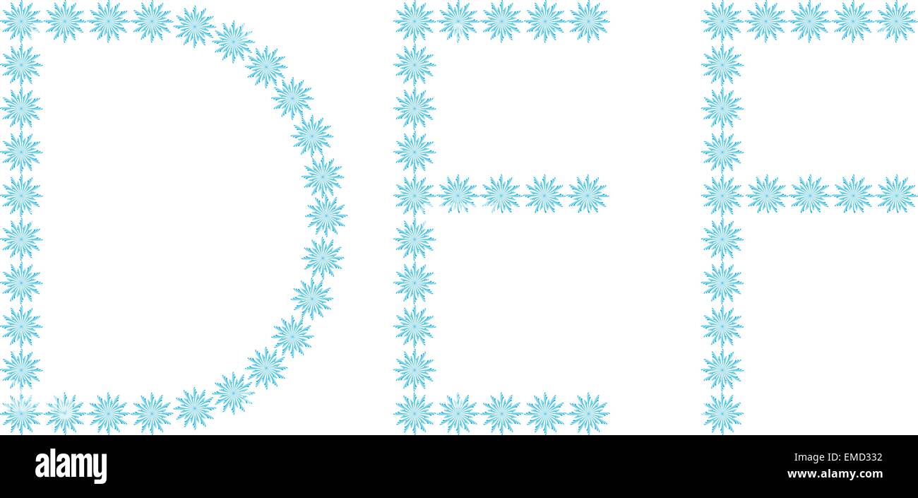 Letter 'D, E, F' from snowflakes Stock Vector