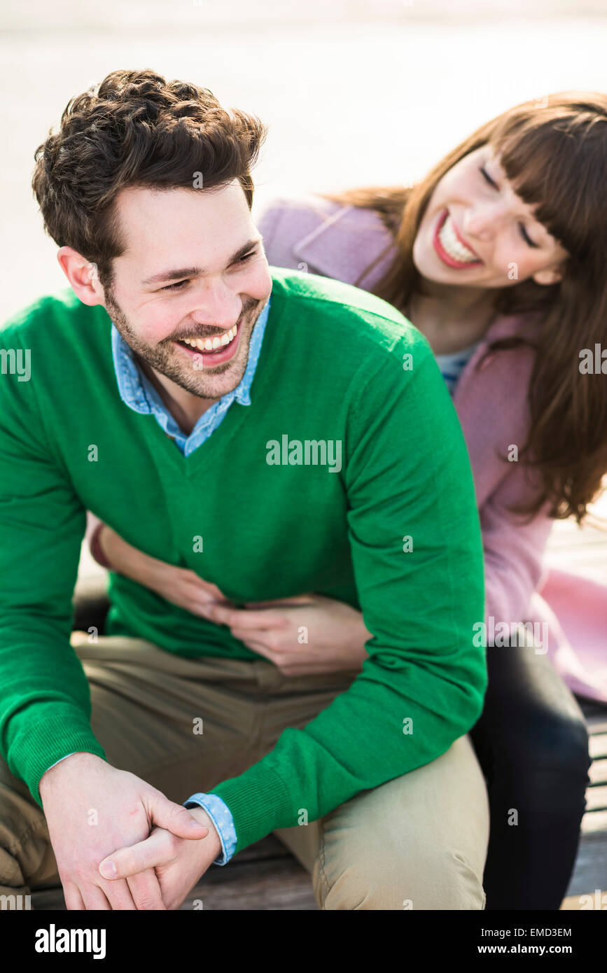 Happy couple embracing outdoor Stock Photo Alamy