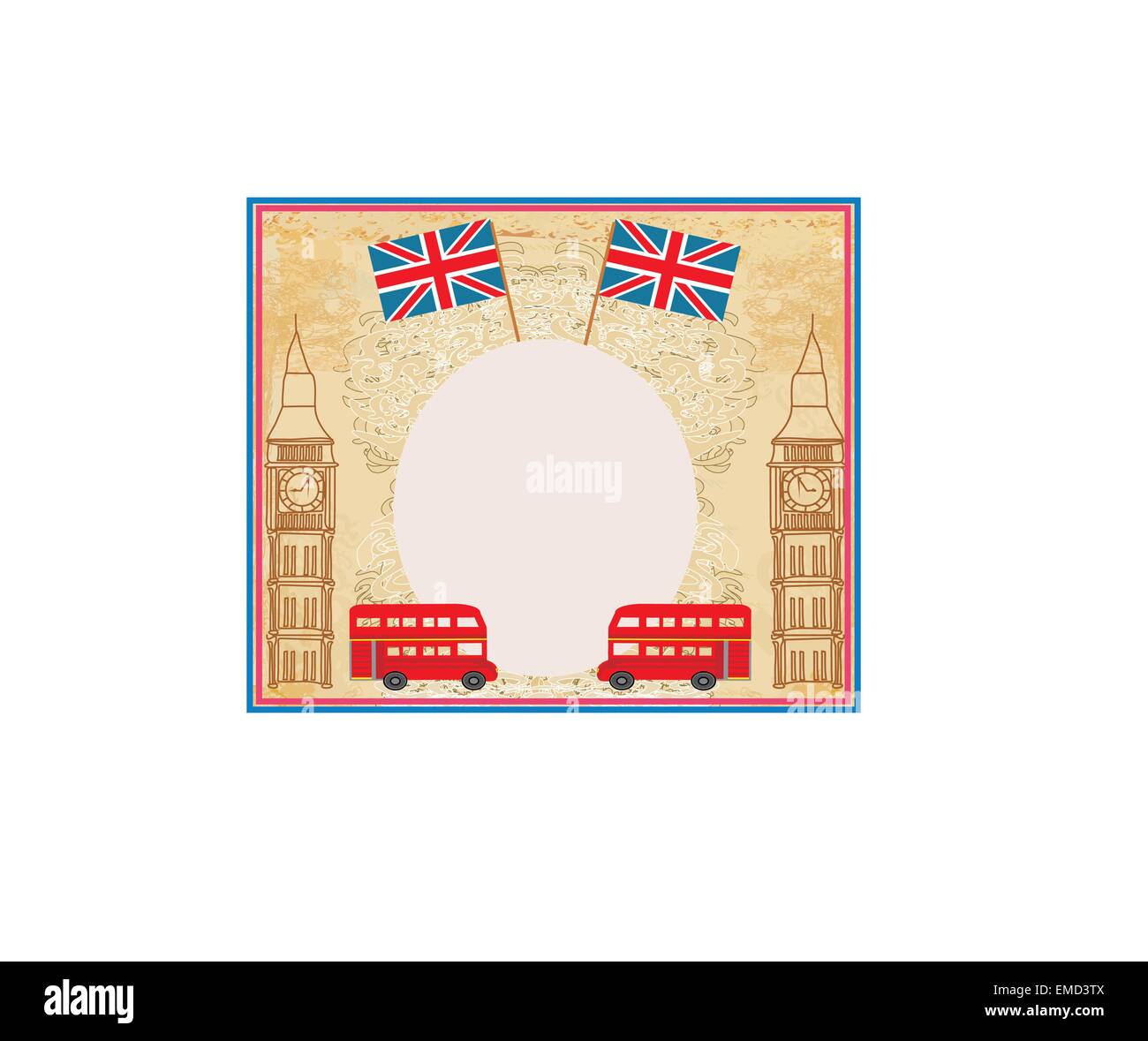 grunge frame with icons of London Stock Vector
