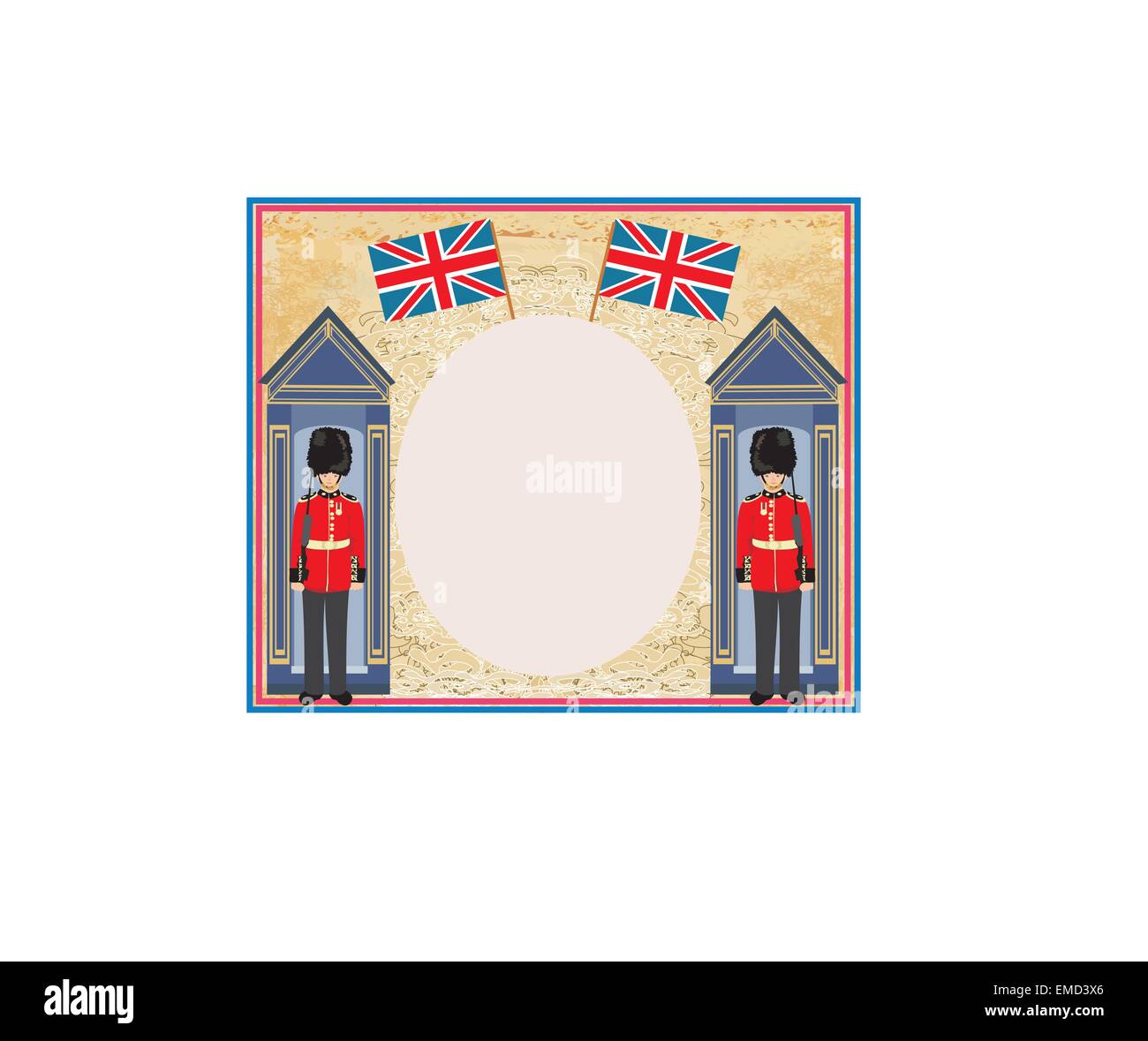 abstract background with flag england and Beefeater soldier Stock Vector