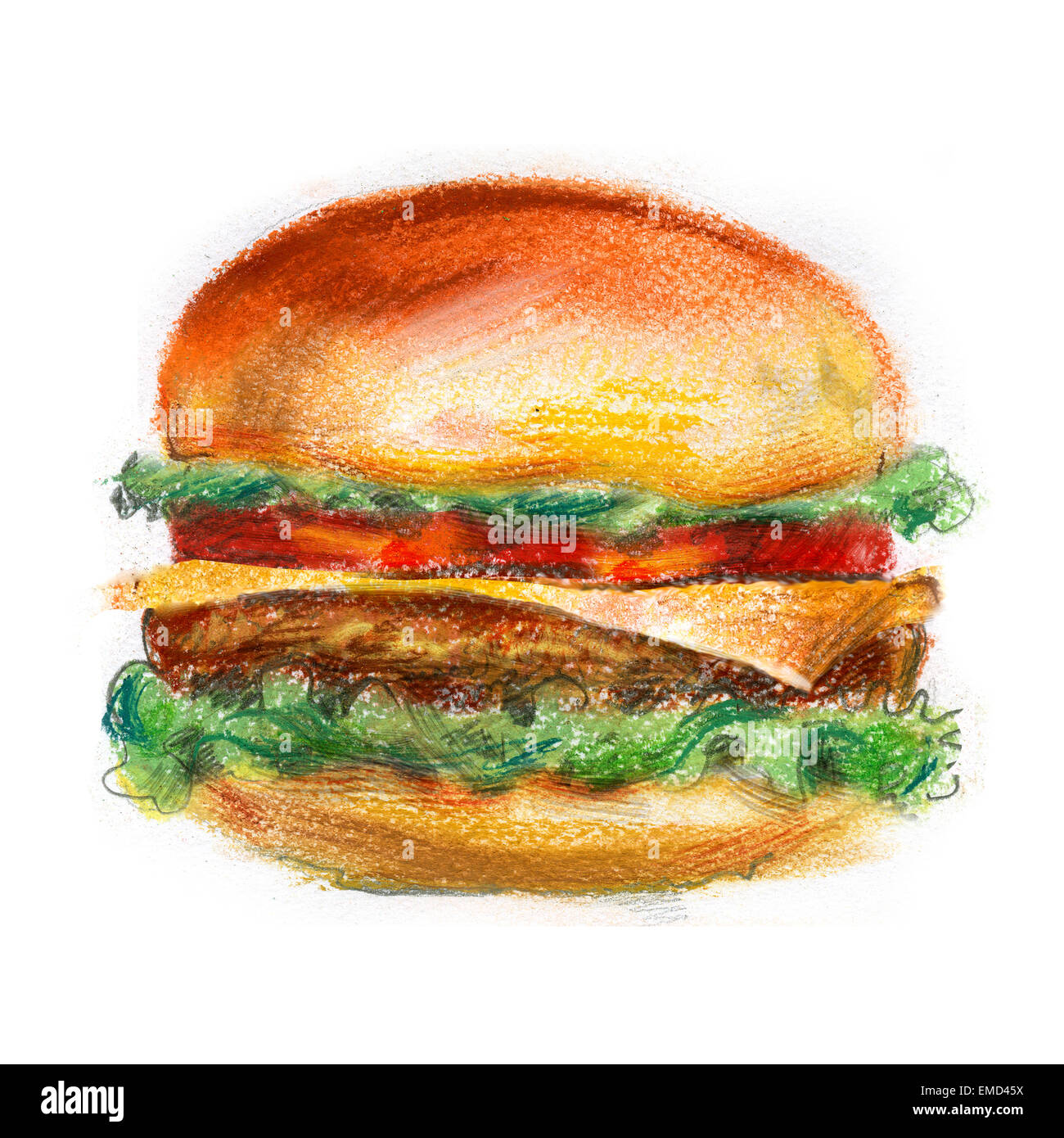 hamburger, burger on a white background. fast food Stock Photo