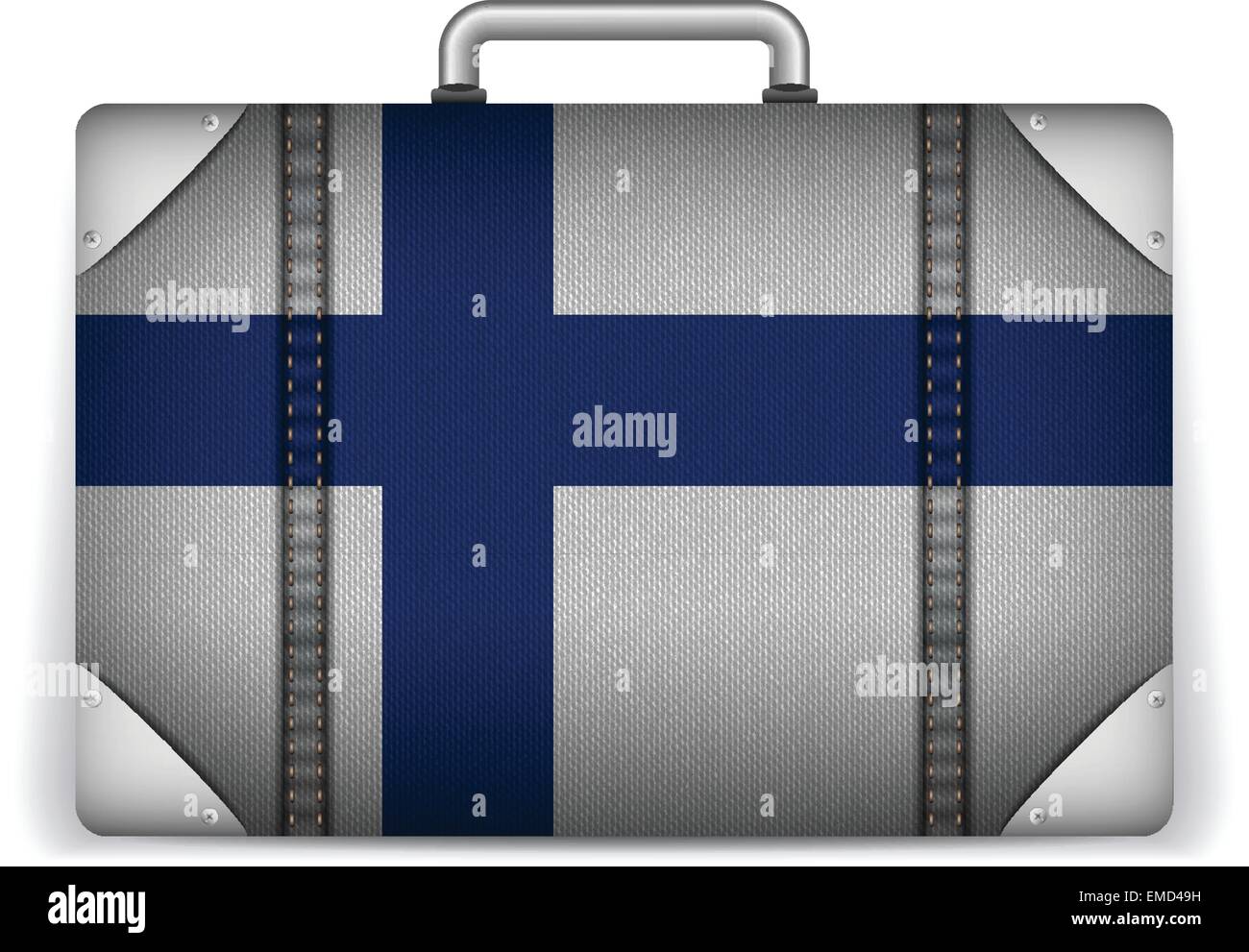 Finland Travel Luggage with Flag for Vacation Stock Vector