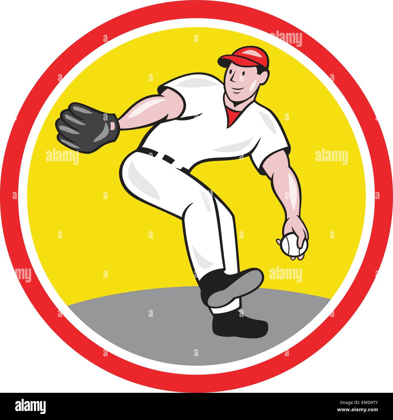 Baseball Pitcher Throw Ball Cartoon Stock Vector