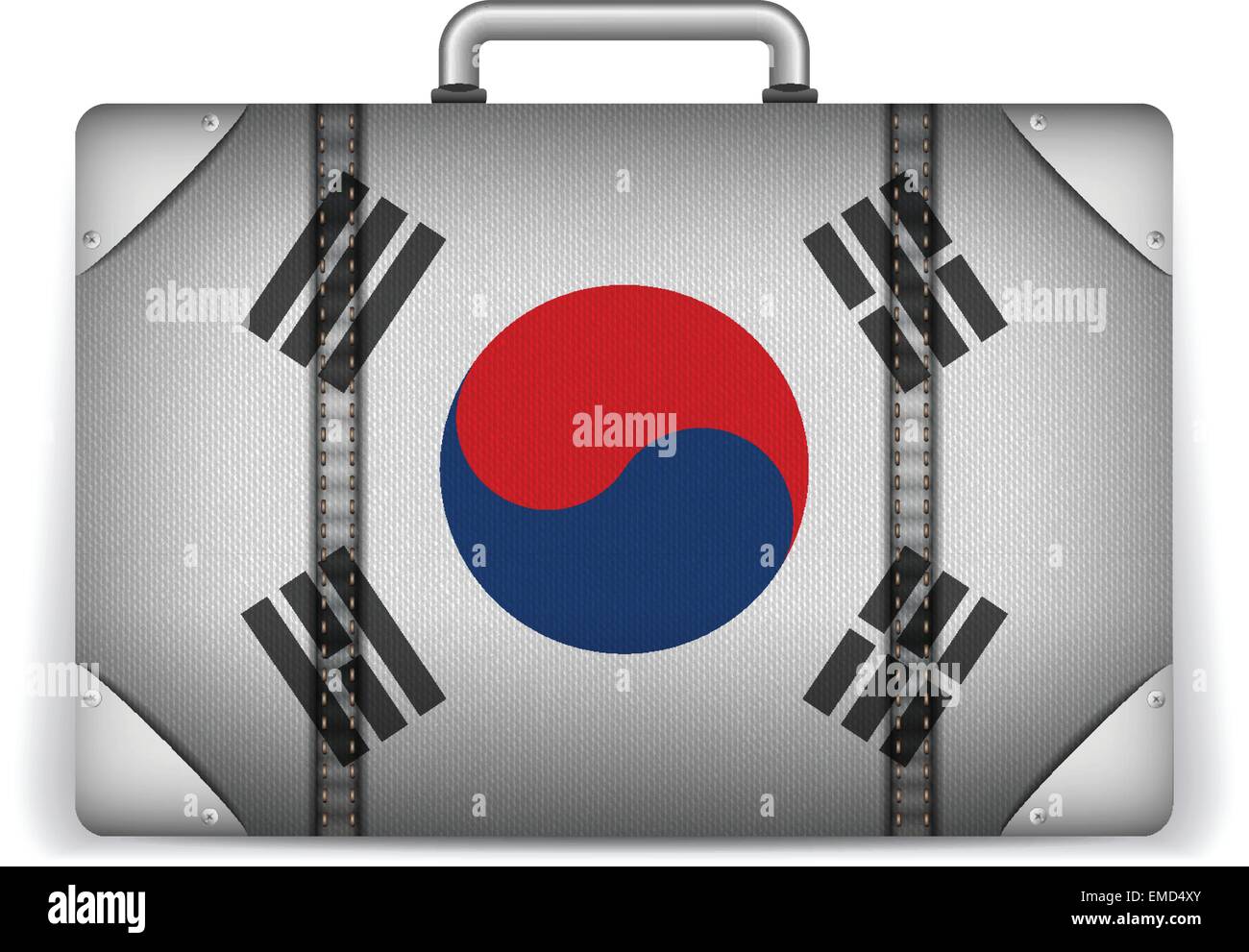 South Korea Travel Luggage with Flag for Vacation Stock Vector