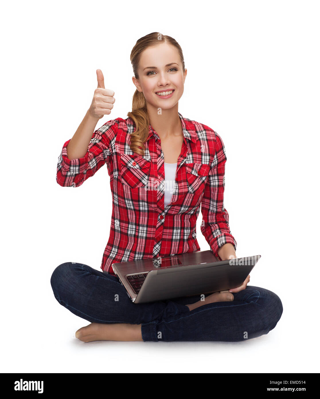 young girl sitting on the floor with laptop Stock Photo - Alamy