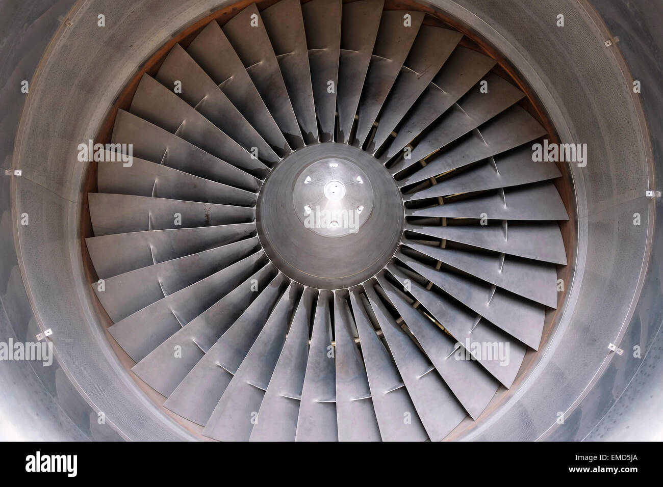 Looking into a Rolls Royce RB211 aero engine Stock Photo