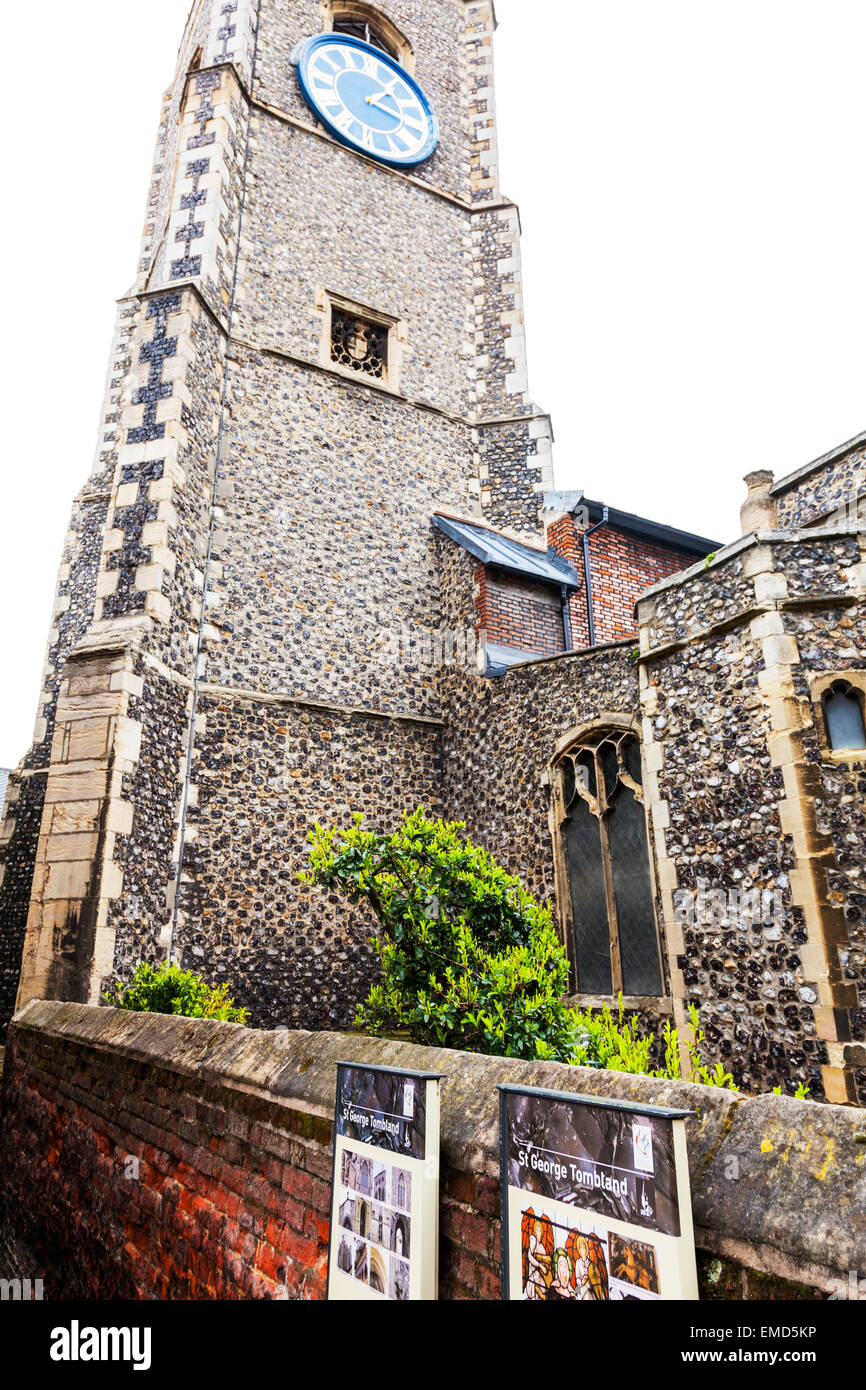 St Tombland church Norwich front facade building exterior clock
