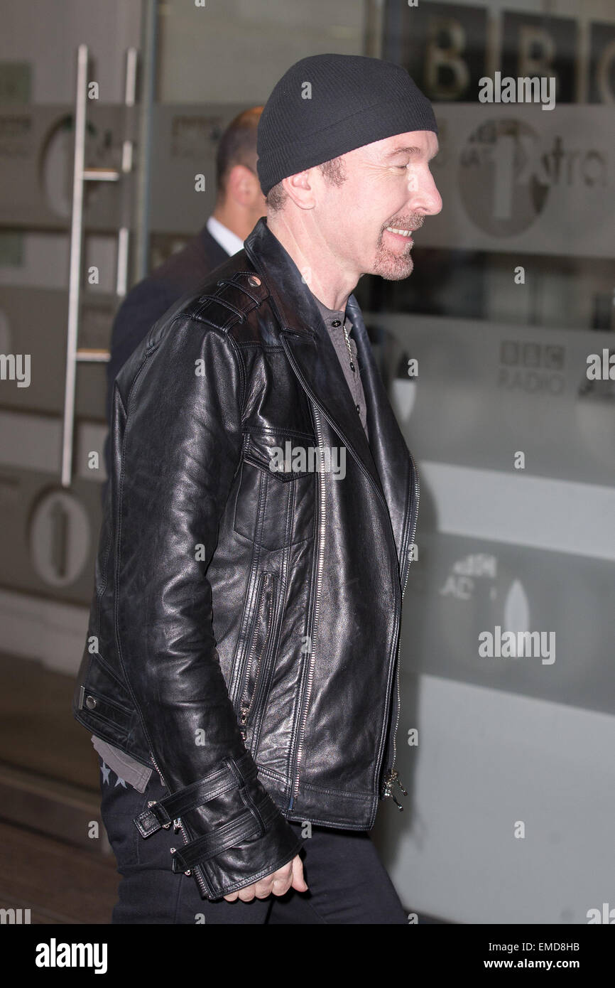 Rock band U2 arriving at the BBC Radio 1 studios  Featuring: The Edge,U2 Where: London, United Kingdom When: 16 Oct 2014 Stock Photo