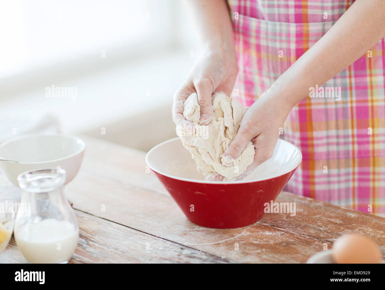 close up of female hands kneading dough at home Stock Photo - Alamy