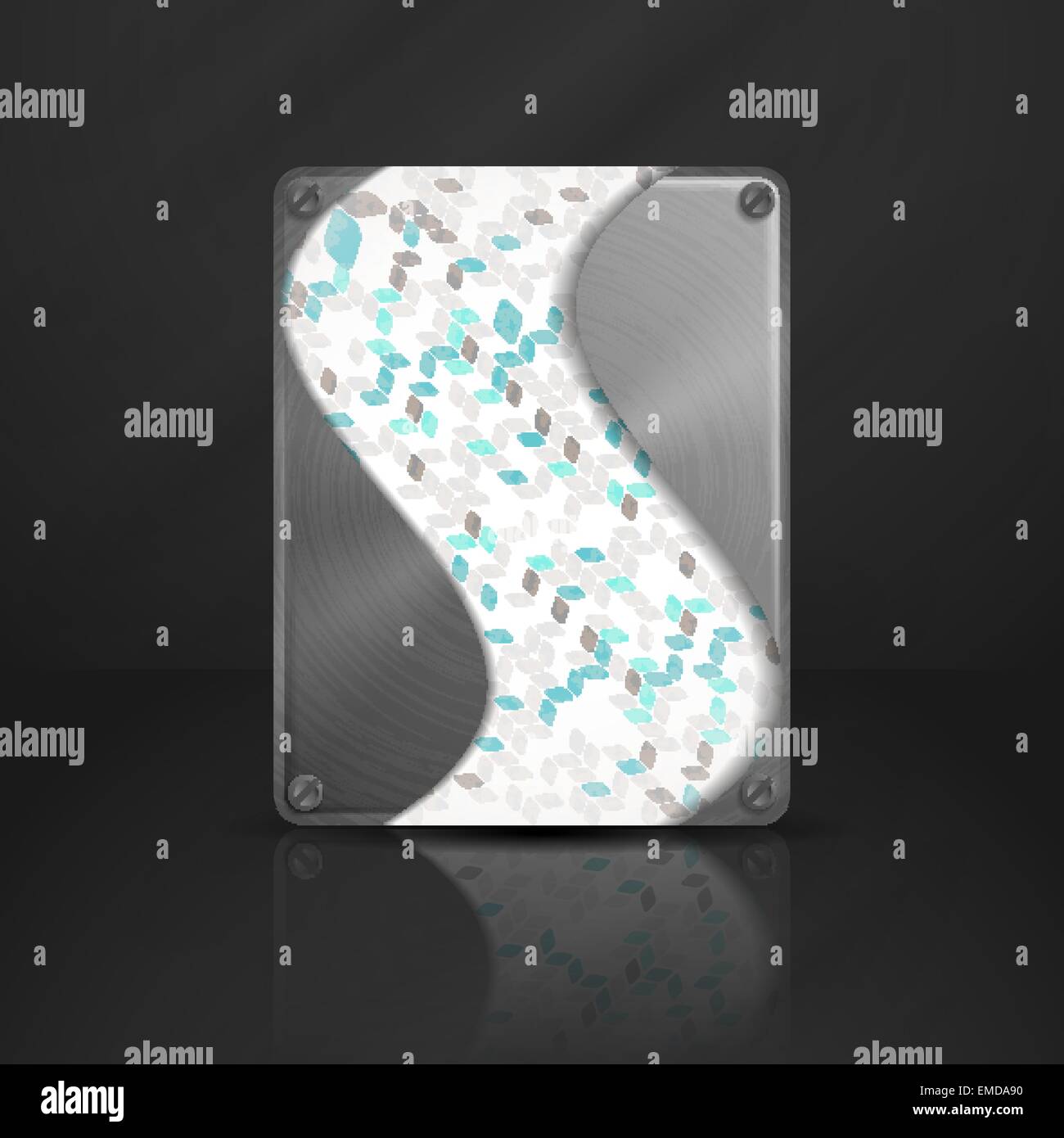 Metal Texture Plate With Screws. Stock Vector