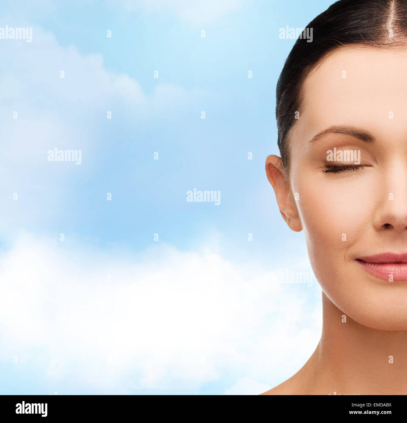 young calm woman with closed eyes Stock Photo - Alamy