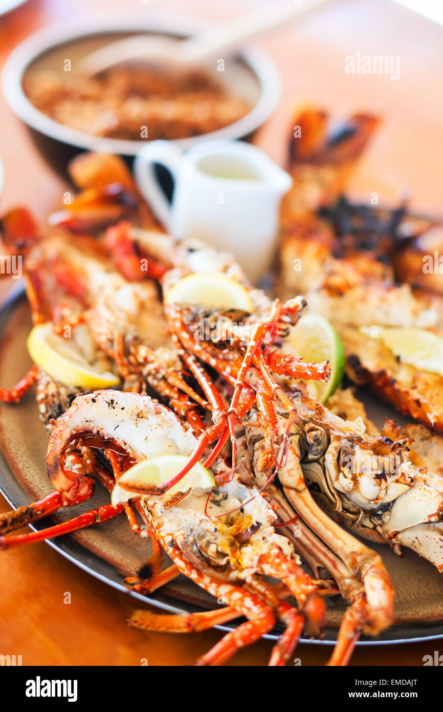 Grilled seafood platter Stock Photo Alamy