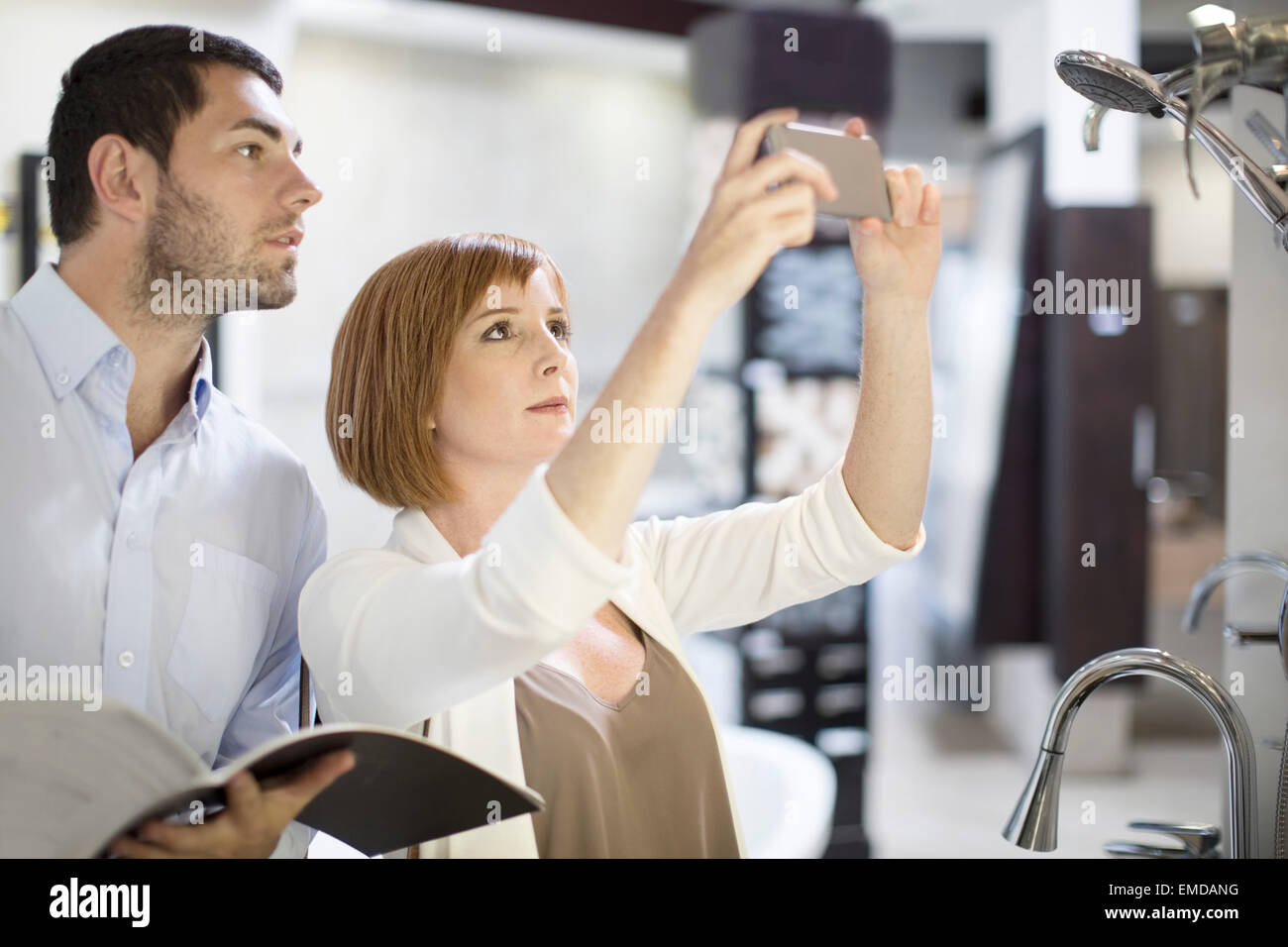 Man watching woman in bathroom hi-res stock photography and images - Alamy
