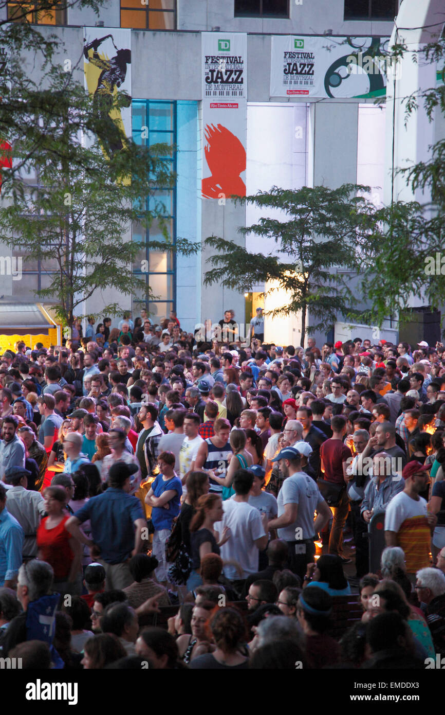 Canada, Quebec, Montreal, Place des Festivals,  Jazz Festival, crowd, Stock Photo