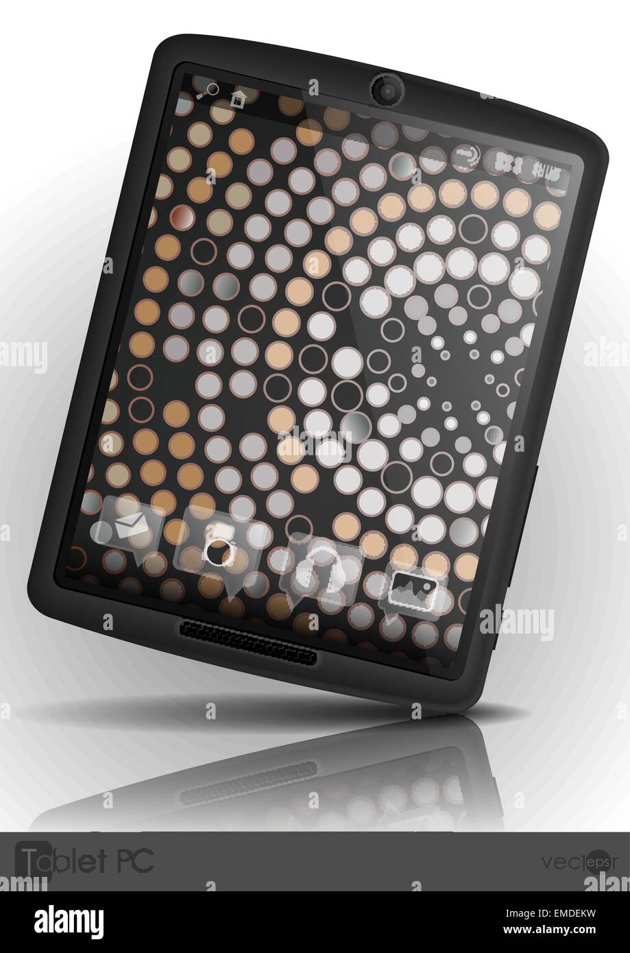 Tablet Pc With Mosaic Wallpaper. Stock Vector