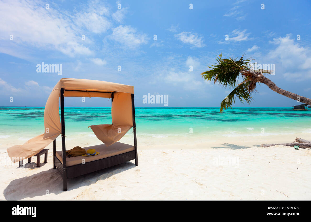 Idyllic tropical beach at Maldives Stock Photo