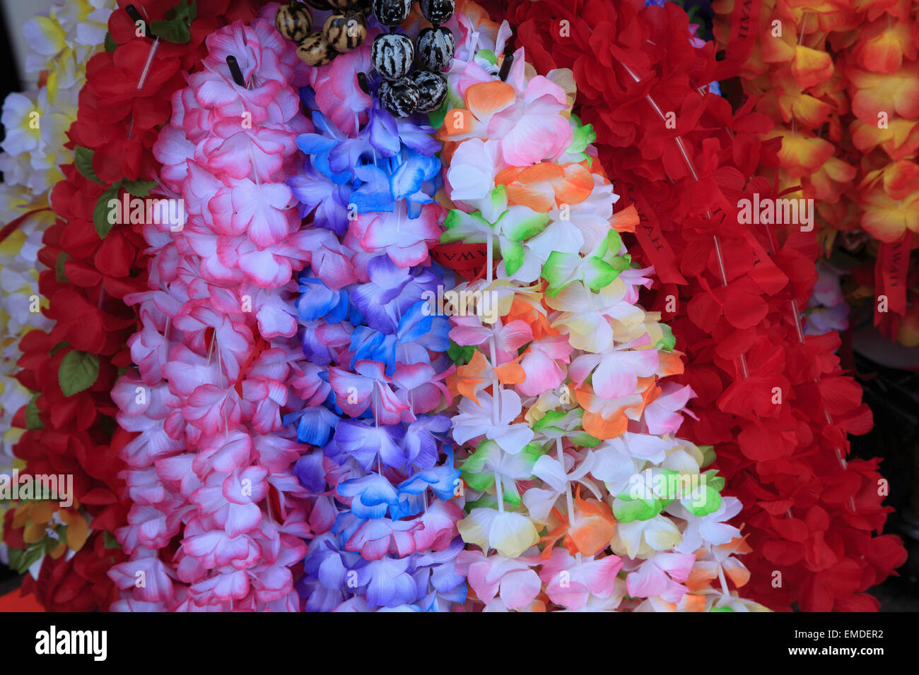 Hawaii, Oahu, Honolulu, flower leis, Stock Photo