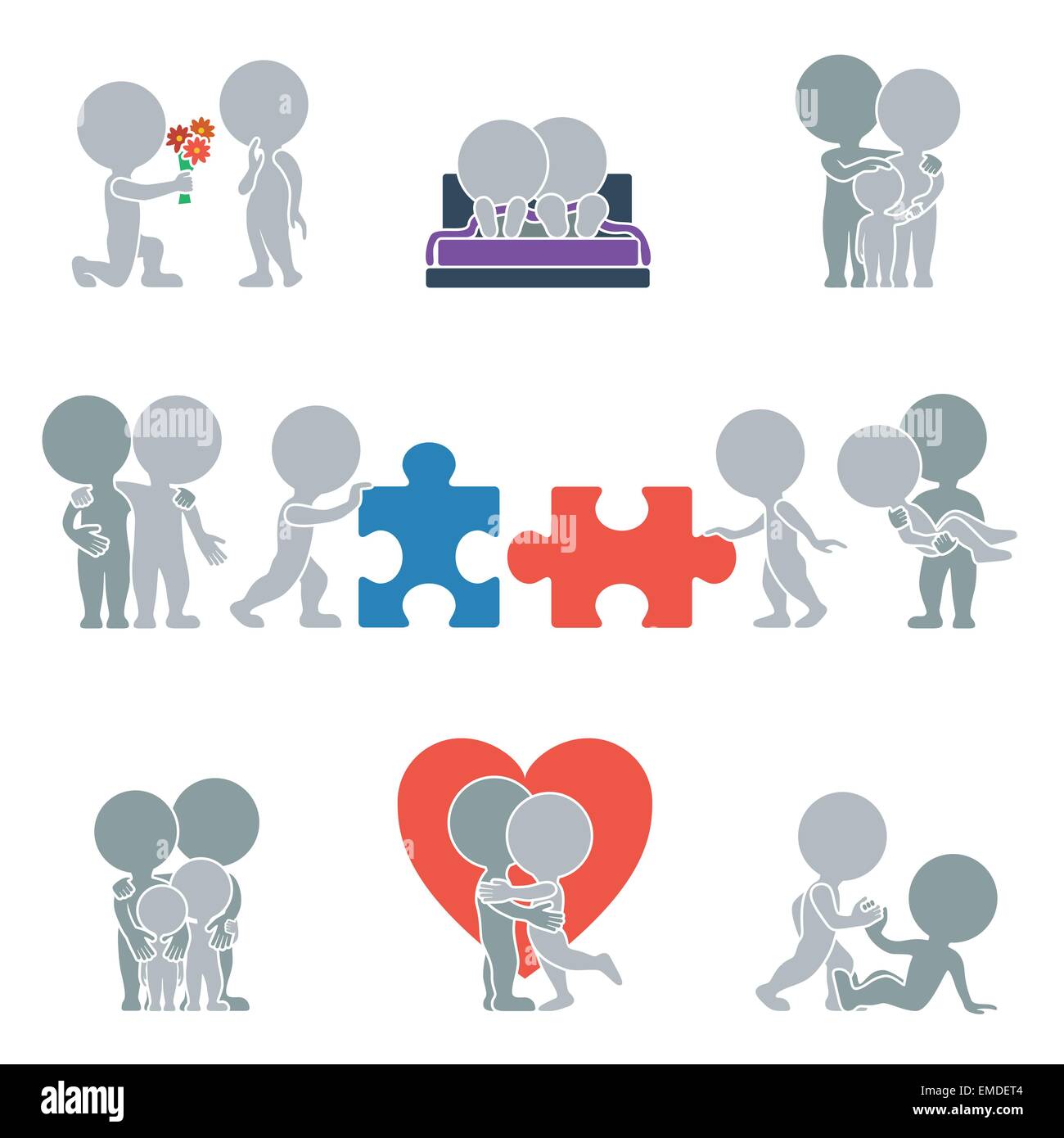 Flat people - relationships Stock Vector