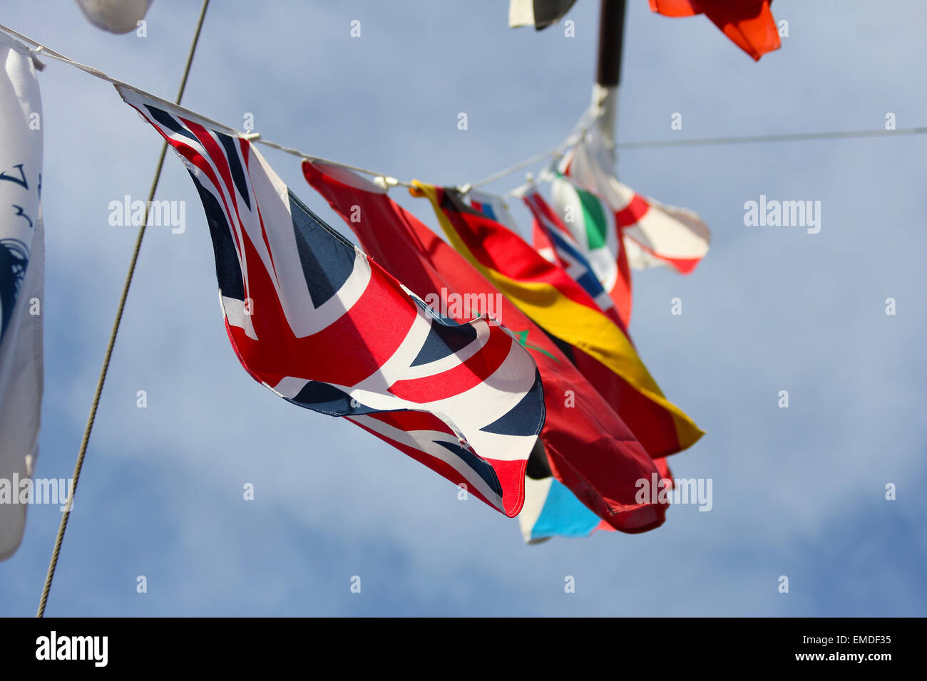 Boat flags with union jack flag Stock Photo Alamy