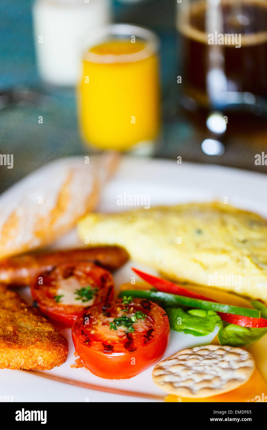 Breakfast with omelet Stock Photo - Alamy