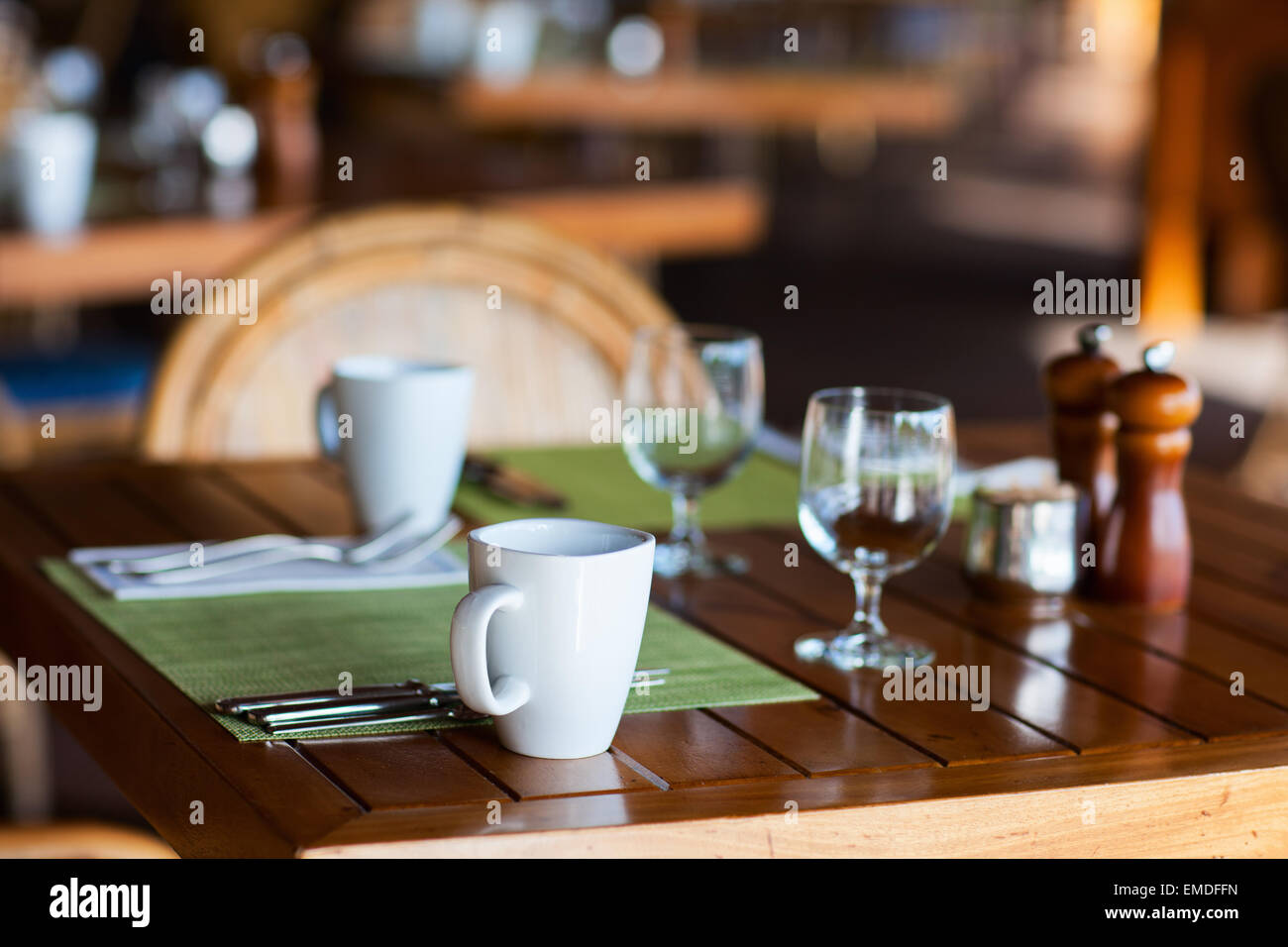 Served table at restaurant Stock Photo