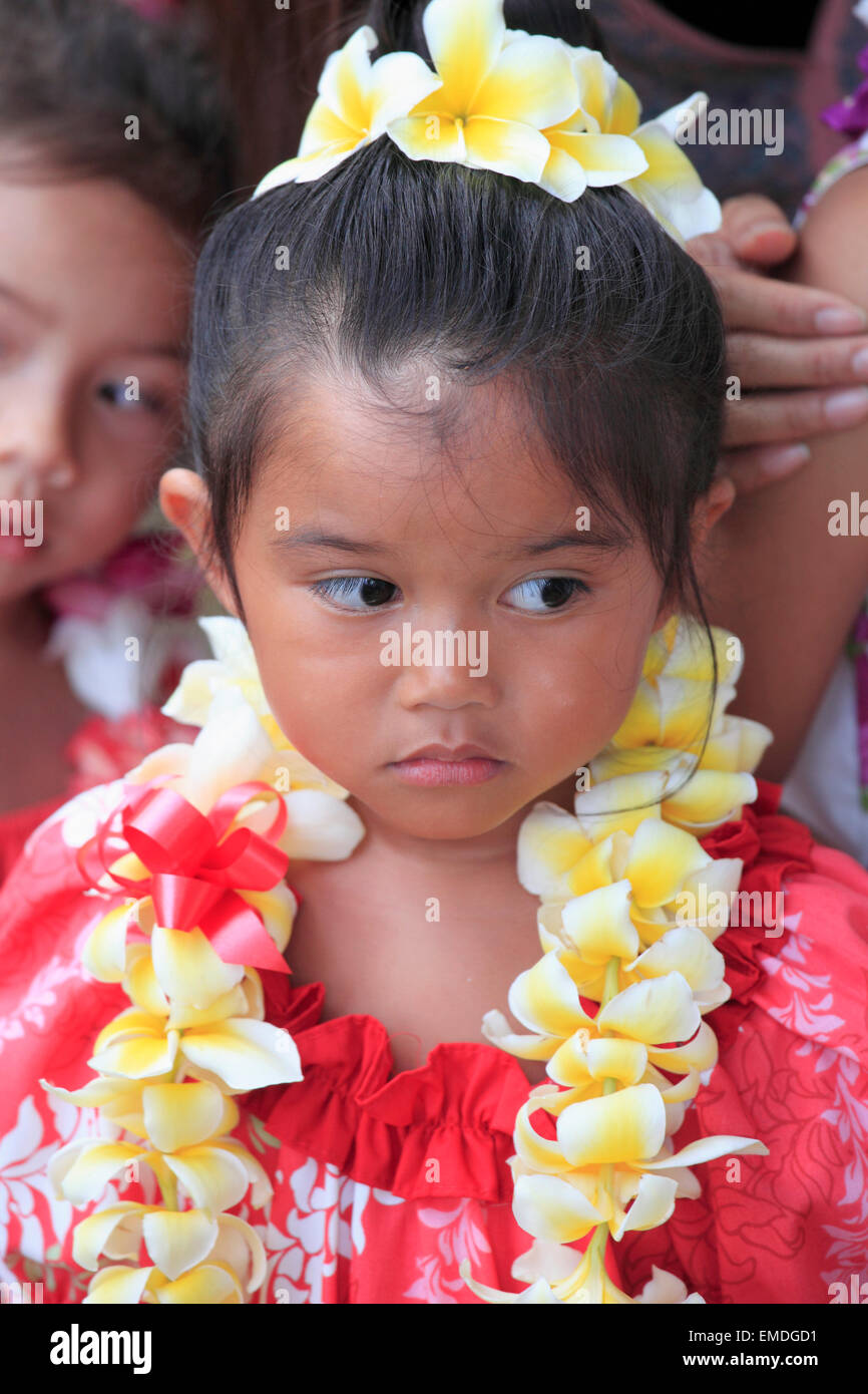 Hawaii, Oahu, Waikiki, young girl, portrait, Stock Photo