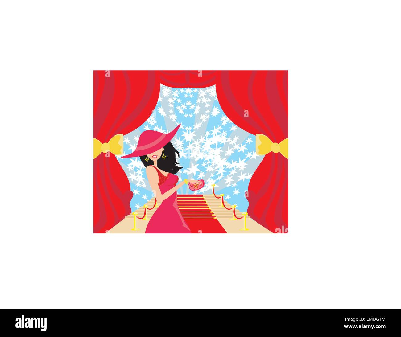 elegant woman at the premiere of the film Stock Vector