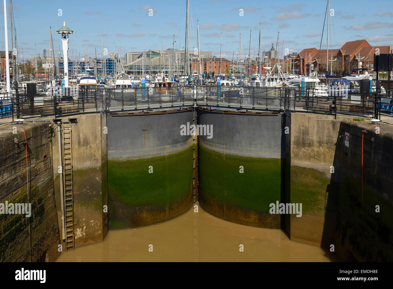 Lock gates from the River Humber in to Hull Marina UK Stock Photo
