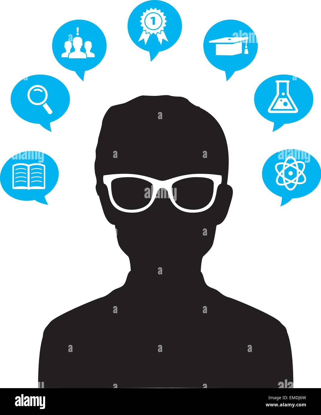 Man with glasses silhouette Stock Vector Images - Alamy