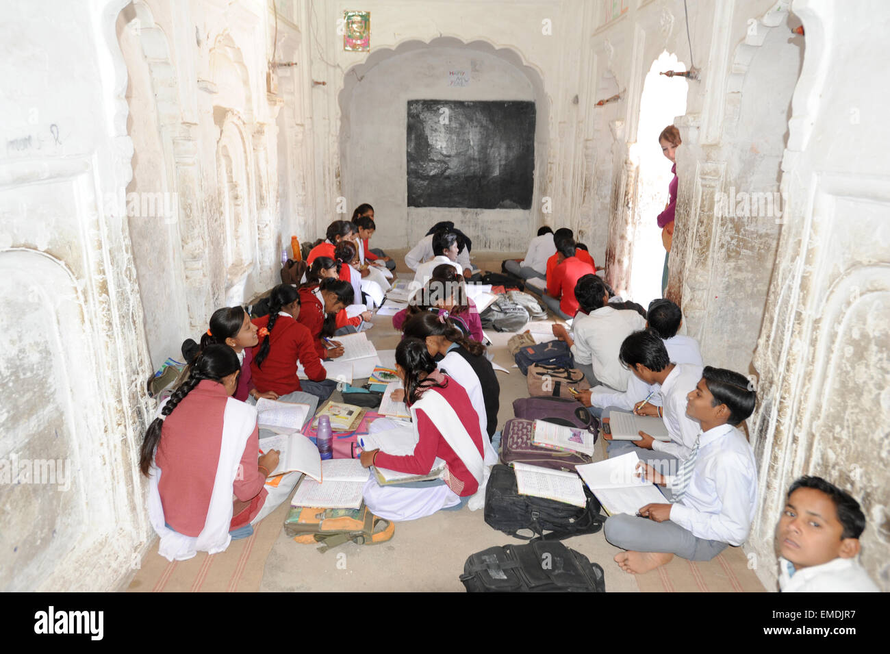 Khajuraho, India - 30 January 2015: Students studying in a classroom at Khajuraho on India Stock Photo