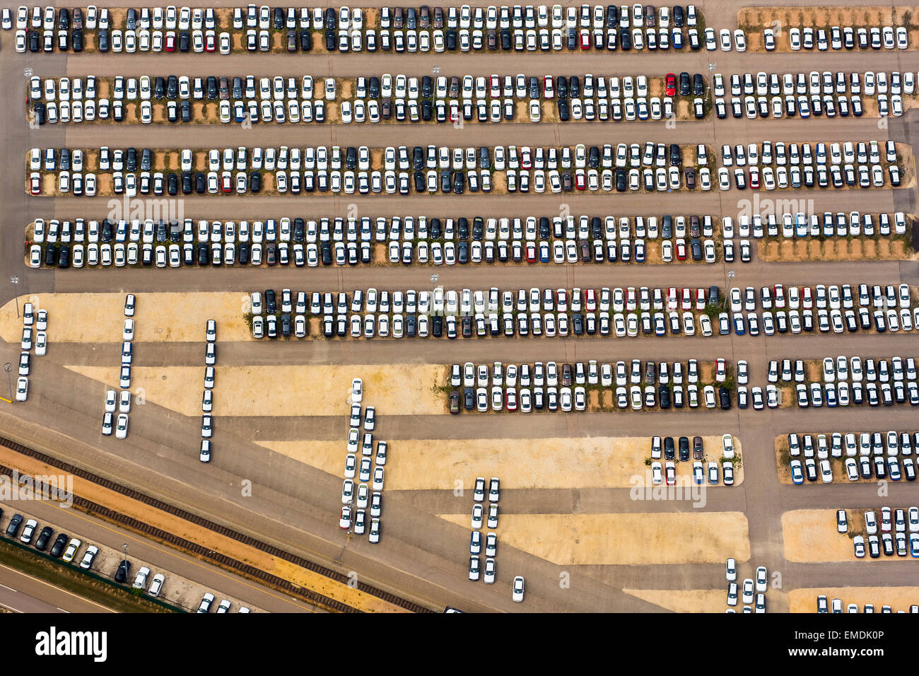 BMW factory, new car parking, car stockpile, Neutraubling, Upper Palatinate, Bavaria, Germany Stock Photo