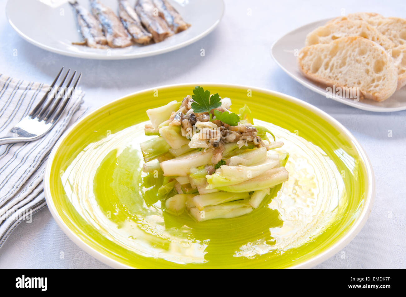 Chicory salad typical of the city of Rome Stock Photo