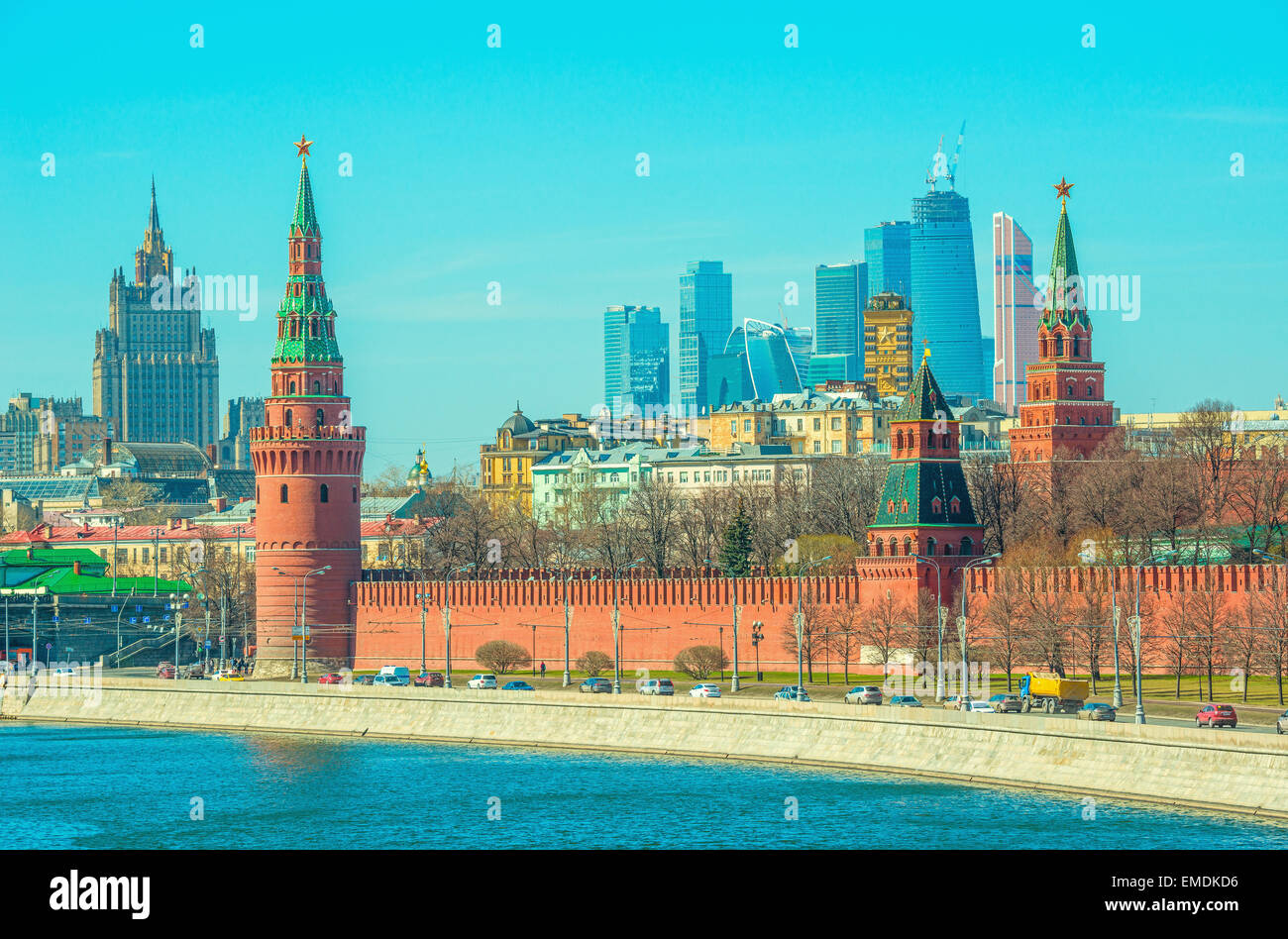 Morning view of the Moscow city center, Stock Photo
