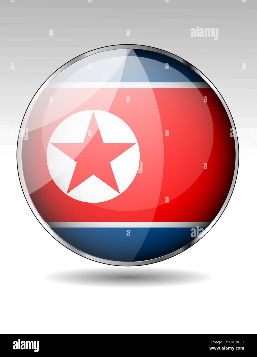 North Korea flag button Stock Vector