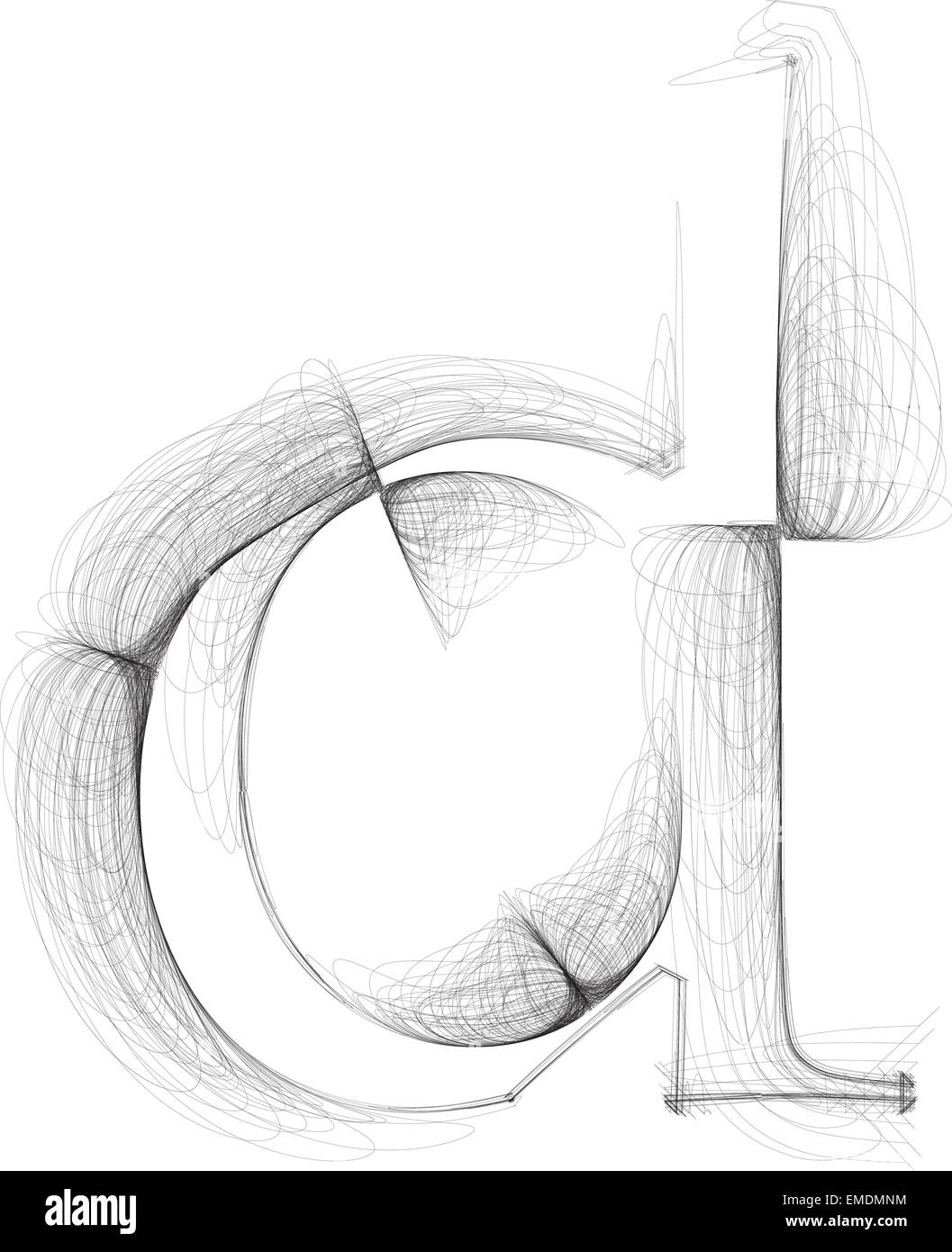 Hand draw font. LETTER d. Vector illustration Stock Vector Image & Art