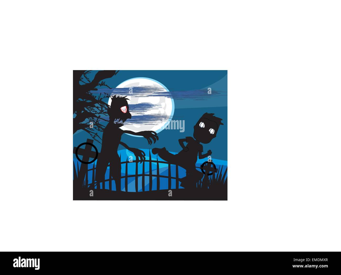 zombie attacks at night Stock Vector