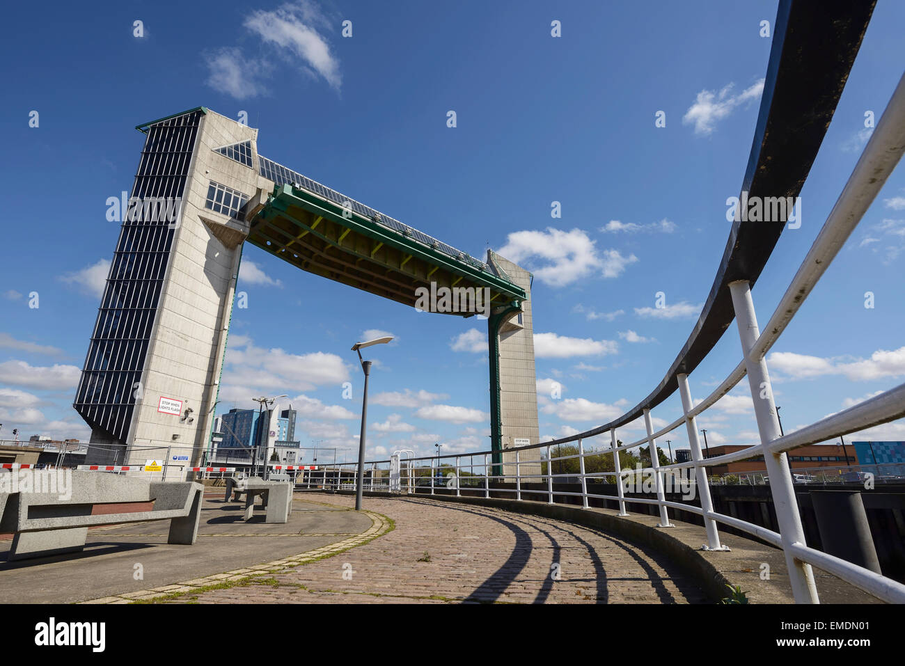 The Tidal Surge Barrier over the River Hull in Hull city centre UK Stock Photo