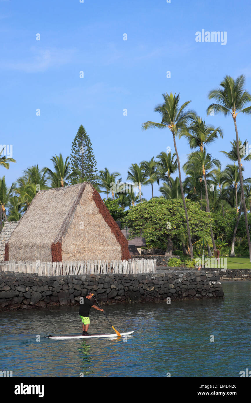 Hawaii, Big Island, Kailua-Kona, Ahuena Heiau, traditional sacred site, Stock Photo