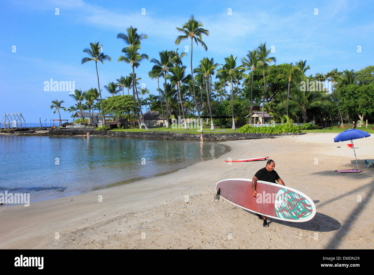 Hawaii, Big Island, Kailua-Kona, Kamakahonu Beach, Stock Photo