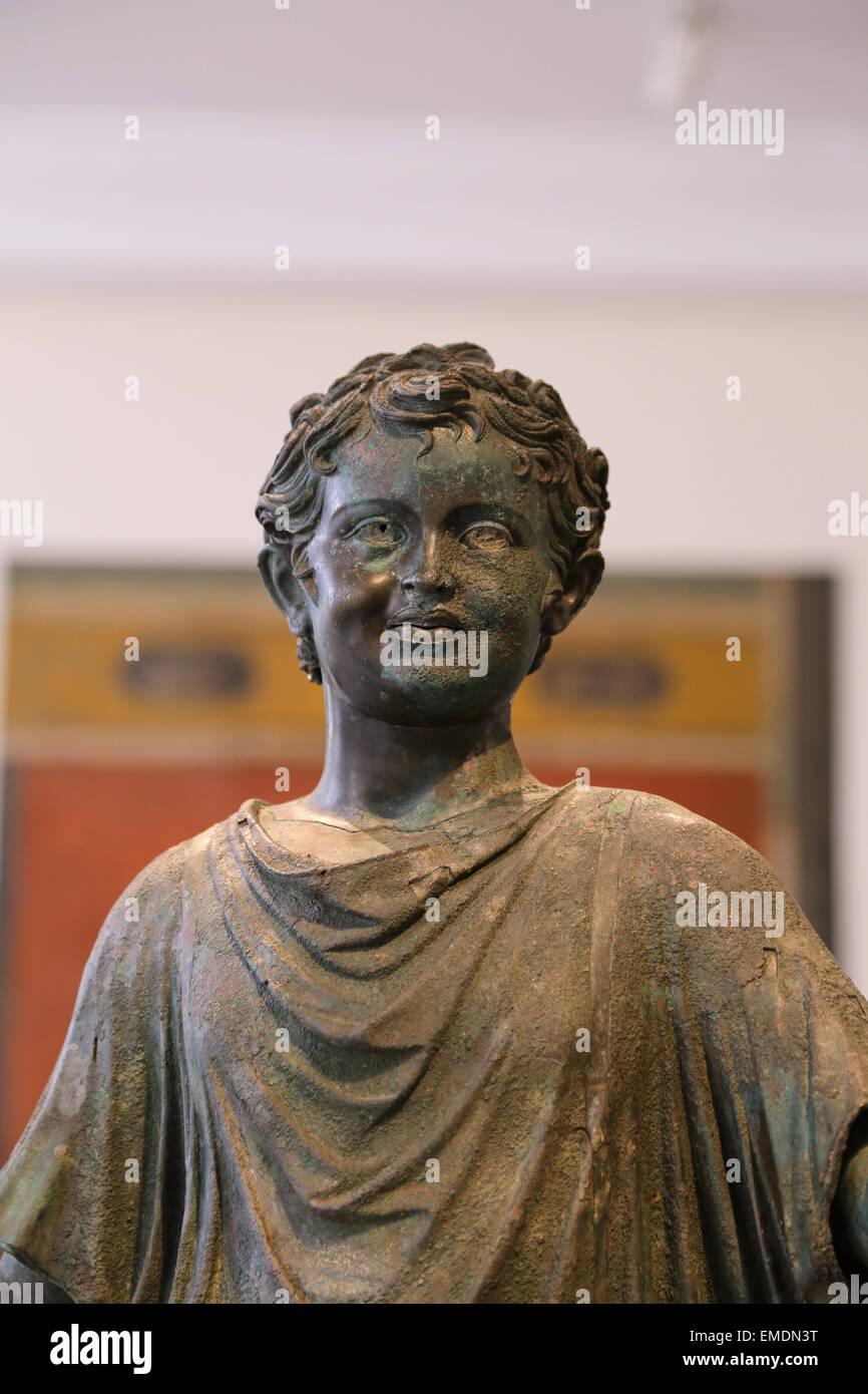 Bronze statue of a camillus (acolyte). Roman. Julio-Claudian period. 14-54 AD. Metropolitan Museum of Art. NY. USA. Stock Photo