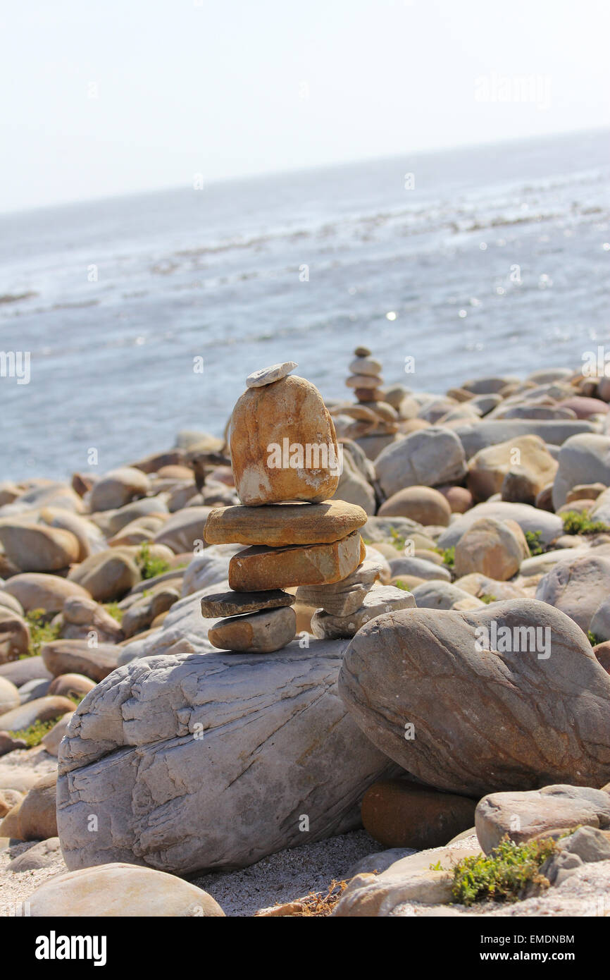 Stacked rocks on beach Stock Photo Alamy