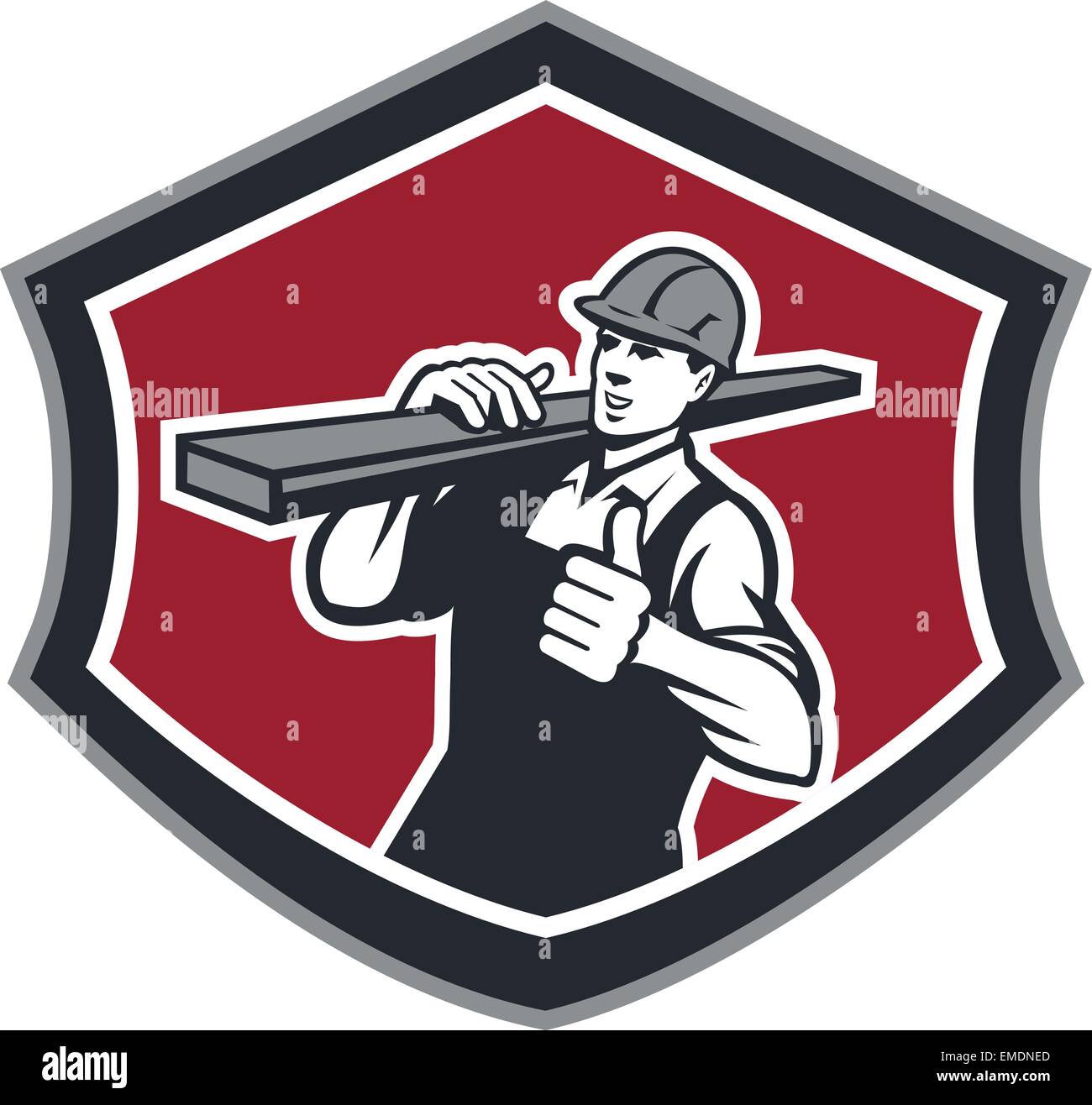 Builder Carpenter Carry Timber Thumbs Up Retro Stock Vector Image & Art ...