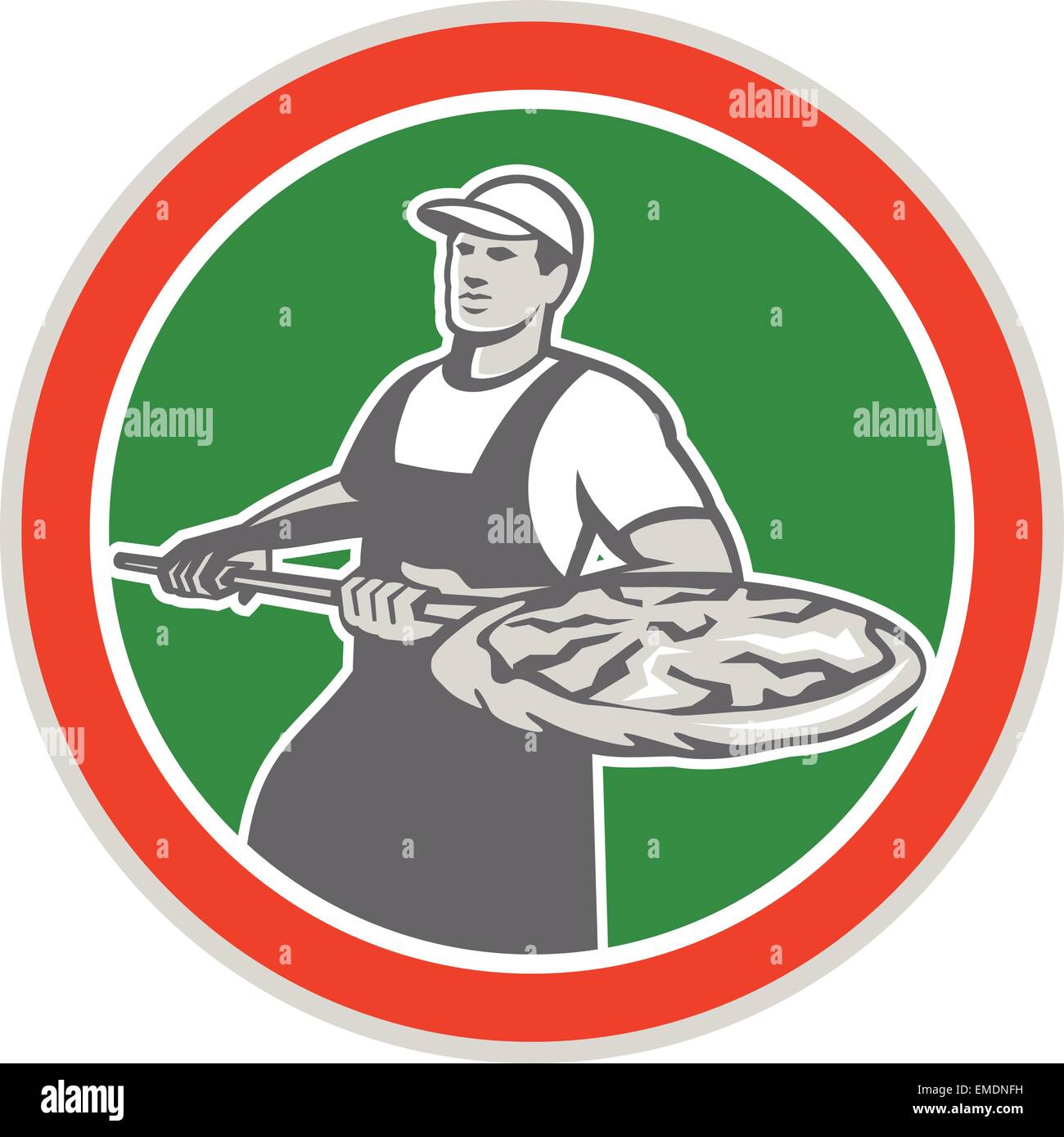 Baker Holding Peel With Pizza Circle Retro Stock Vector Image & Art Alamy