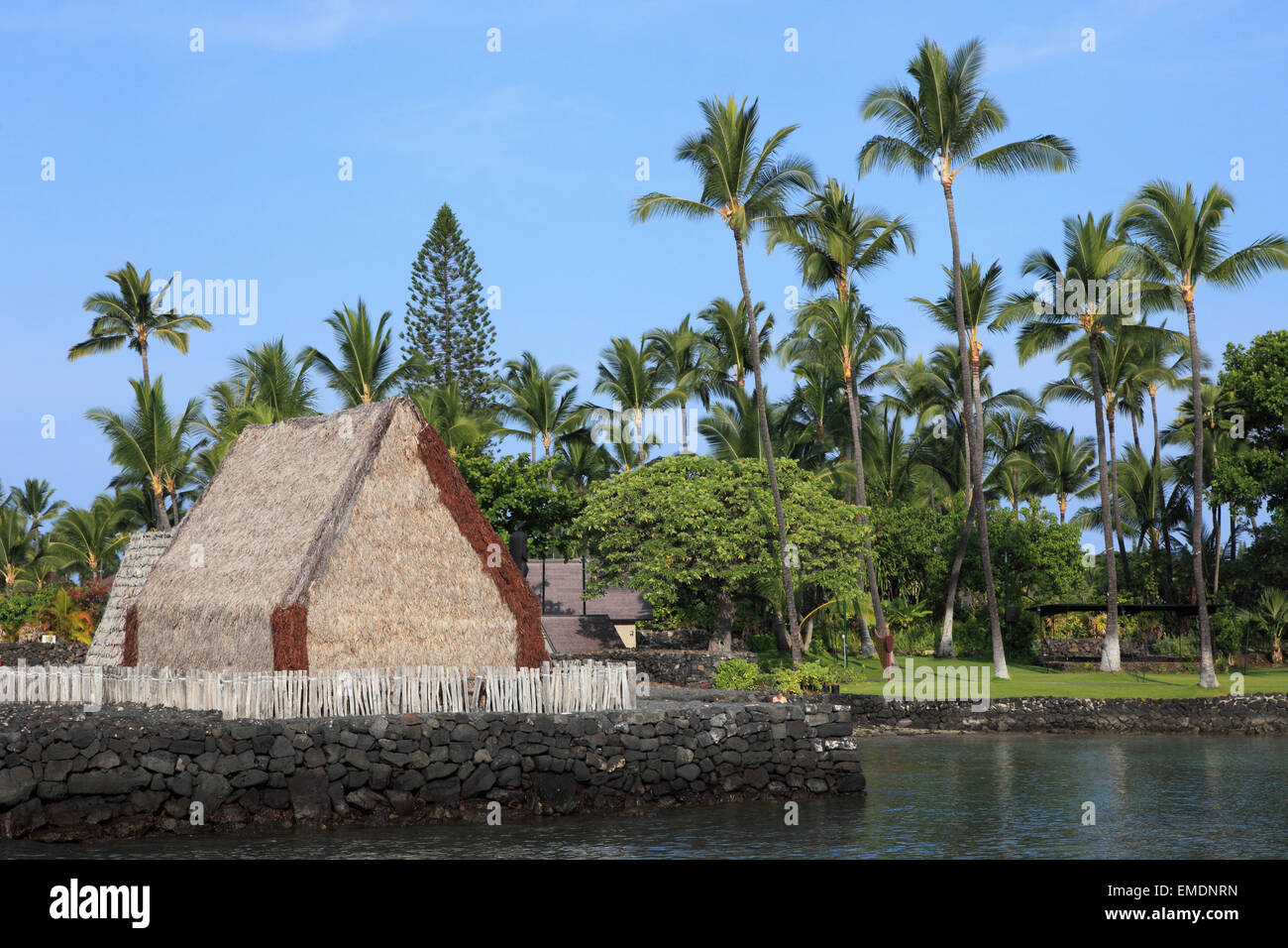 Hawaii, Big Island, Kailua-Kona, Ahuena Heiau, traditional sacred site, Stock Photo