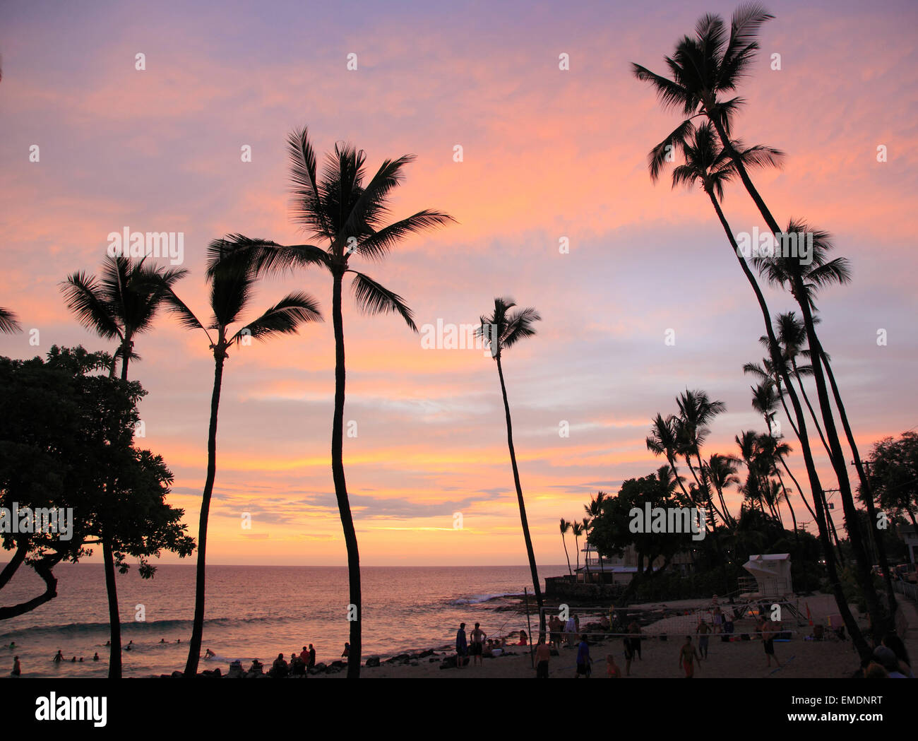 Hawaii, Big Island, White (Magic) Sands Beach, sunset Stock Photo - Alamy