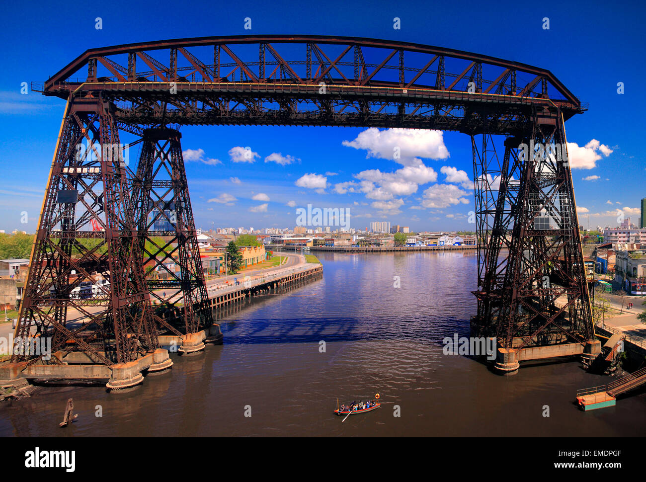 Nicolas Avellaneda bridge, at "La vuelta de Rocha". La Boca, Buenos Aires, Argentina Stock Photo