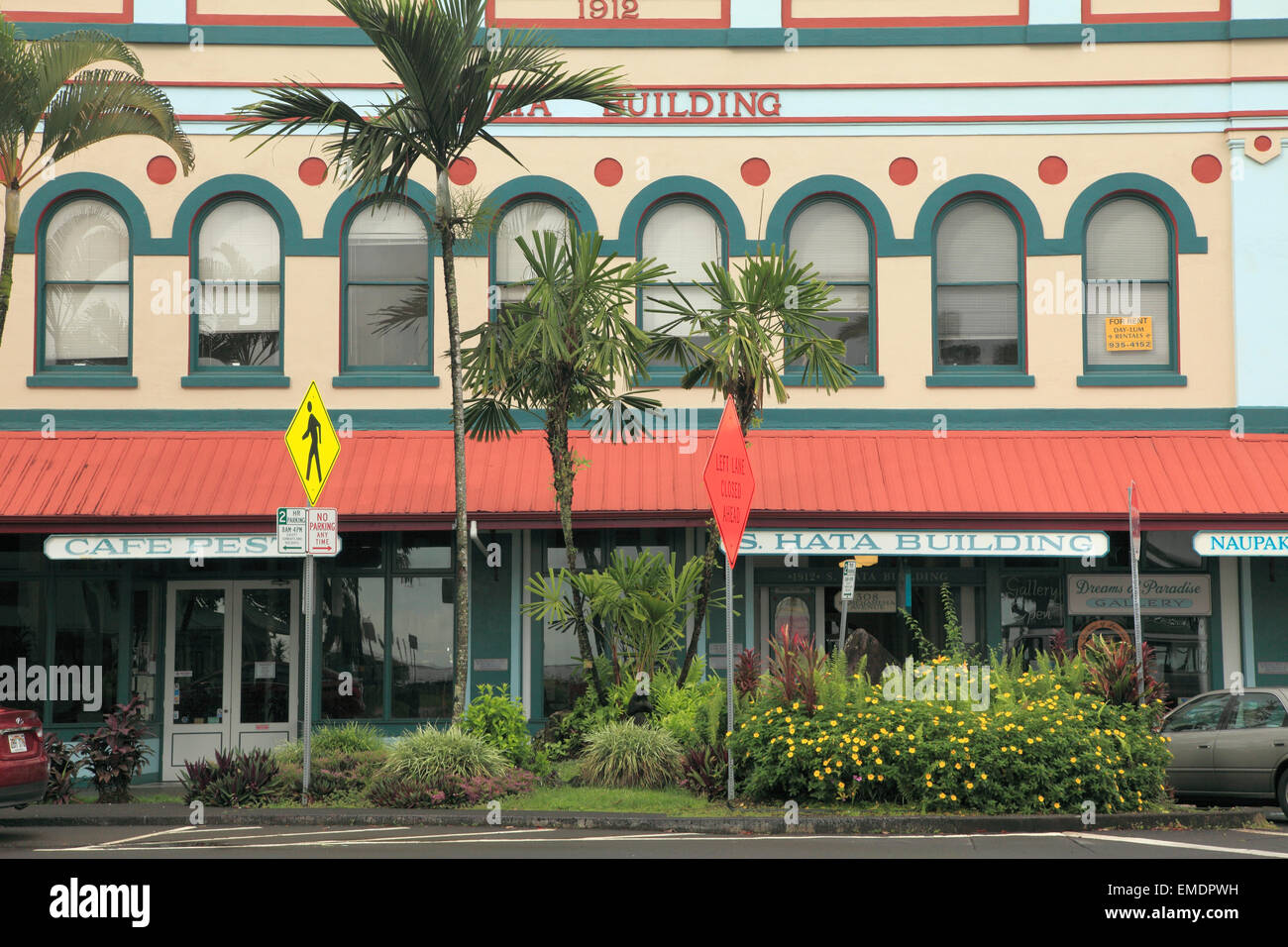 Hawaii, Big Island, Hilo, Kamehameha Avenue, historic architecture