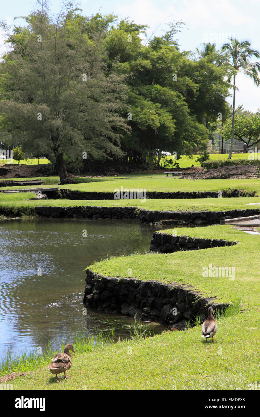 Hawaii, Big Island, Hilo, Liliuokalani Park, Stock Photo