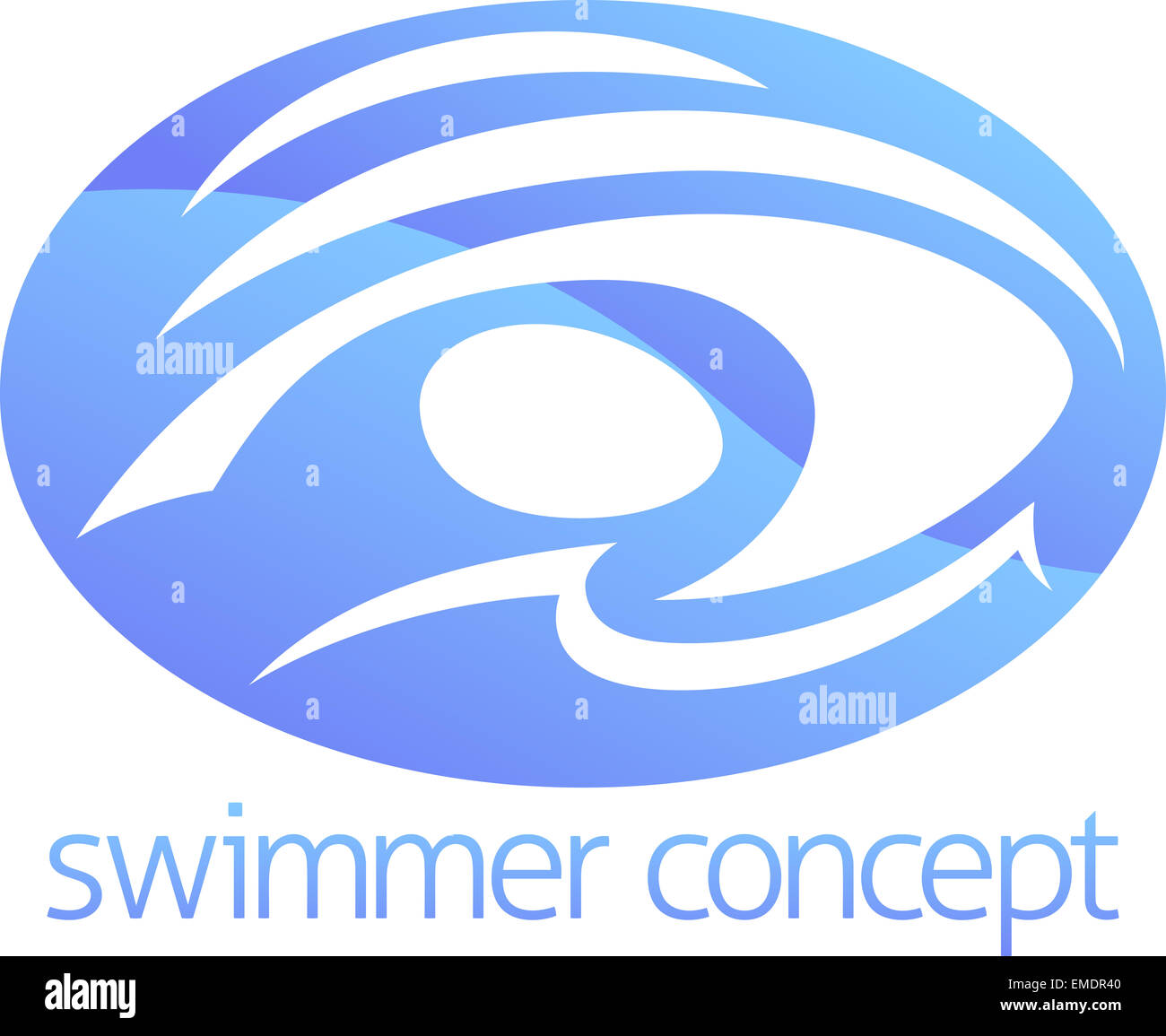 An abstract illustration of a swimmer swimming circle concept design ...