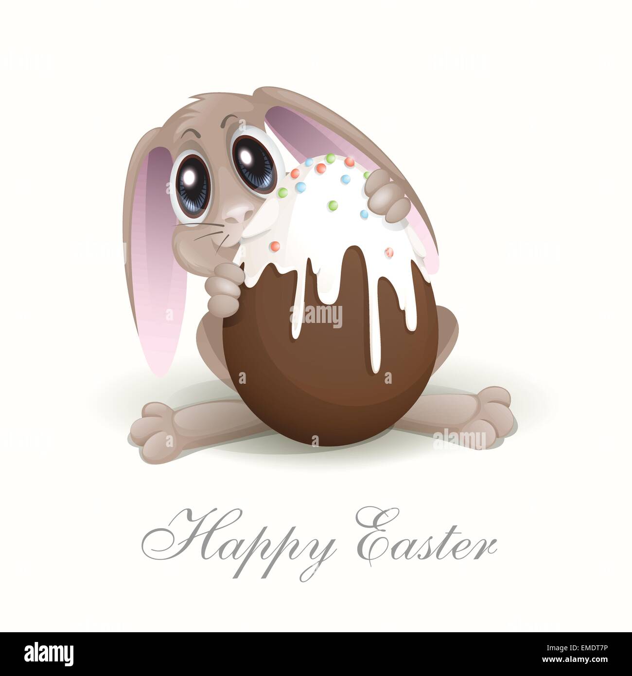 Easter Bunny With Chocolate Egg Stock Vector Image & Art - Alamy